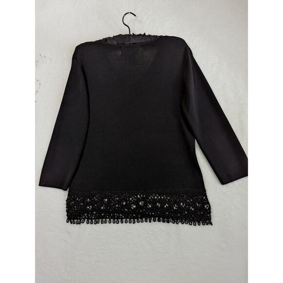 Vtge Joseph A Crochet Sweater Beaded Hem Sz L Bust 39" Length 23.5" - Picture 3 of 10